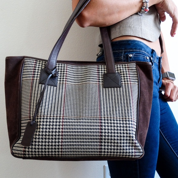 Ralph Lauren Handbags - Vintage Ralph Lauren Houndstooth Canvas Tote
